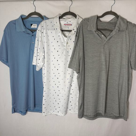 Men's Golf Polo Shirt bundle of 3 Striped Novelty Print Izod Grand Slam Large - Picture 1 of 8